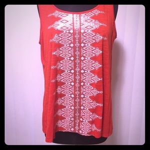 Style & Co tribal print tank 0X split back